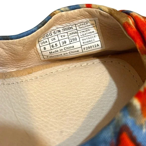 UGG Australia wedges Luciana espadrille orange blue silk ankle wrap heels size 8 - Picture 9 of 12